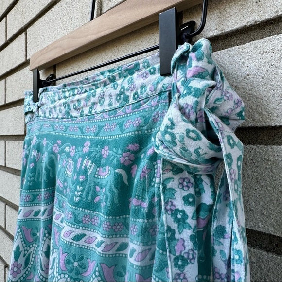 Vintage Funky People Elephant Peacock Wrap Skirt Boho Hippie Cotton Free Size - Picture 3 of 10
